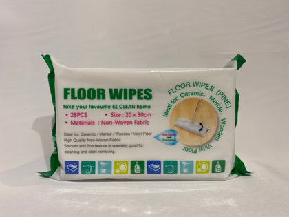 Ez Clean Floor Wet Wipes Pine Scent 28pcs [1pcs/Bundle of 12/24 packs]