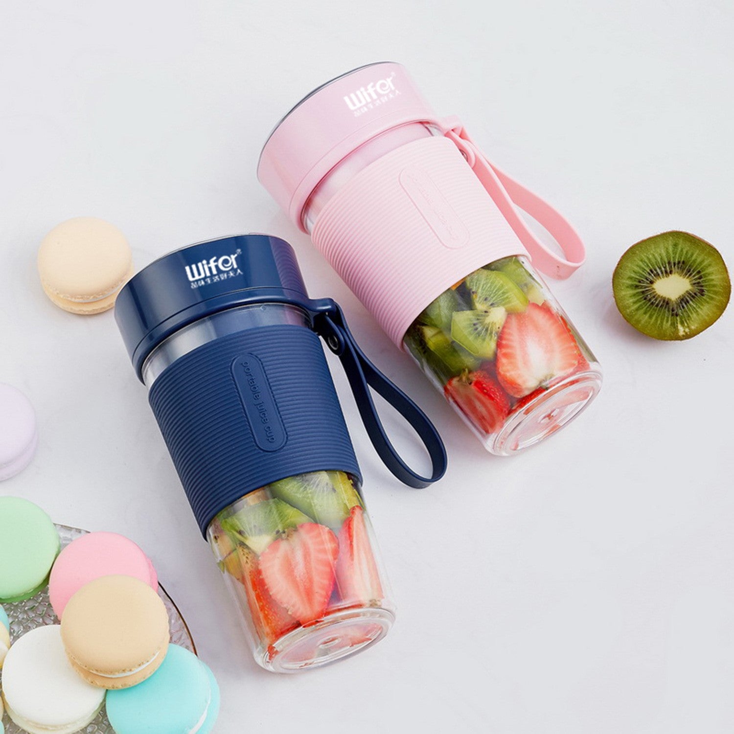 WIFER USB Portable Juice Blender Cup 300ml PW 08 Blue Pink JAPAN HOME SINGAPORE