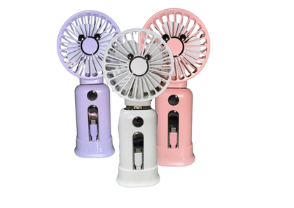 2 In 1 USB Handheld Fan With Powerbank 5000mAh#CF911 ( White/Pink/Purple) (Assorted color will be deliver)