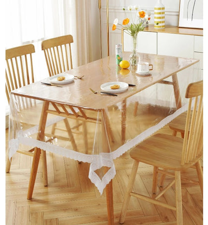 EGO Transparent Table Cloth With Lace - Rect137x183cm