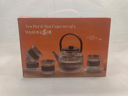 Tea Pot & Tea Cups x4 set of 5