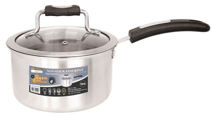 Pro Three-Layer Stainless Steel Non-Stick Saucepan w Lid (18cm)