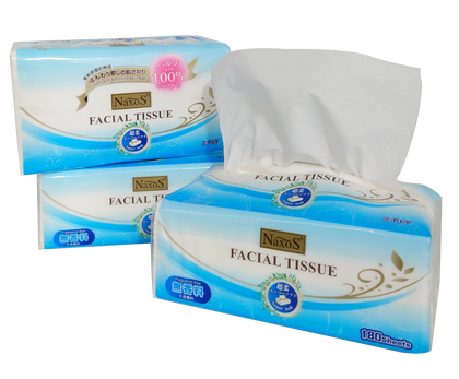 [Bundle of 2] NAXOS 2ply Soft Pack Facial Tissue | 180sheets x 3packs