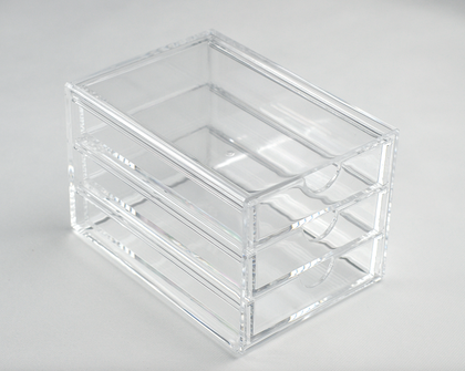 Acrylic 3-layer Organizer Box,17(L)x12.3(W)x11.2(H)cm