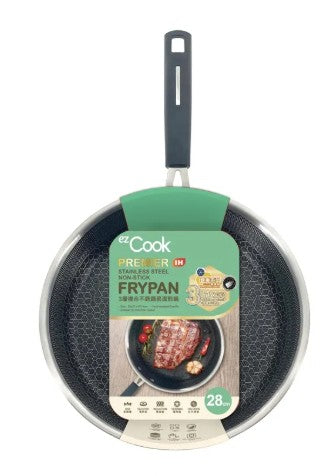 ezCook 3-Layer S/Steel N-Stick Frypan 28cm