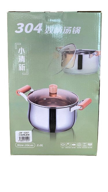 304 SS D/Handle Saucepan W/Lid 20cm