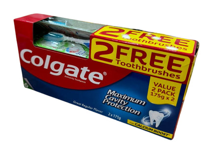 COLGATE Max C/Protection Toothpaste Regular 175gx2W/free 2 Toothbrush