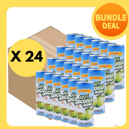 PHILIPPINE BRAND 100% Coconut Water 250ml- Bundle of 24