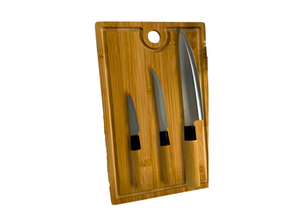 Bamboo Cutting Board With 3’s Knife Set