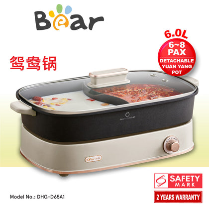 BEAR 6.5L Yuan Yang Steamboat Pot  #DHG-D65A1