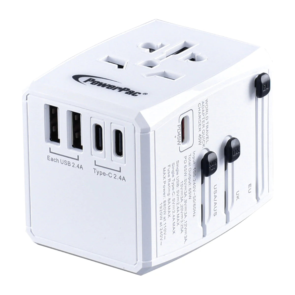 PowerPac Travel Adapter 2A+3C USB 45Watts – JAPAN HOME SINGAPORE