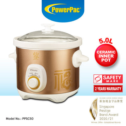 PowerPac Slow Cooker 5.0L with Ceramic Pot PPSC50