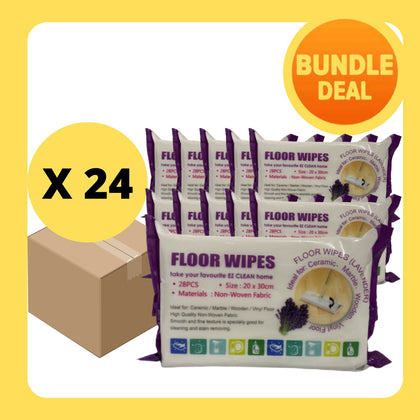 Ez Clean Floor Wipes Lavender 28pcs [Bundle X 12/24pkts]